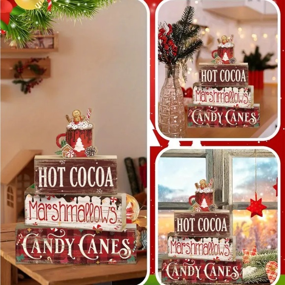 Festive Holiday Sign Set - Red and Brown - Picture 4 of 4